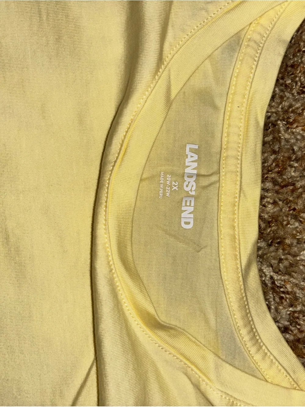 Lands End Soft Yellow Supima Cotton Relaxed Fit Crewneck Tee